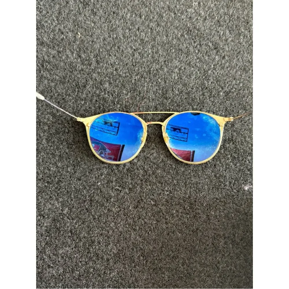 Ray-Ban RB3546 Round Metal Sunglasses Black Gold Unisex Classic